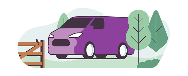 Illustration of purple van