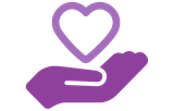 purple icon heart in hand