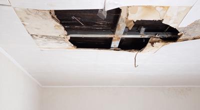 Hole in ceiling of house